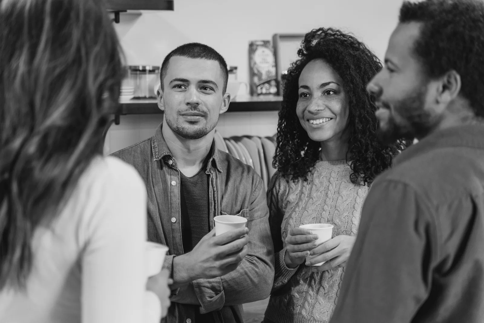 People enjoying conversation together